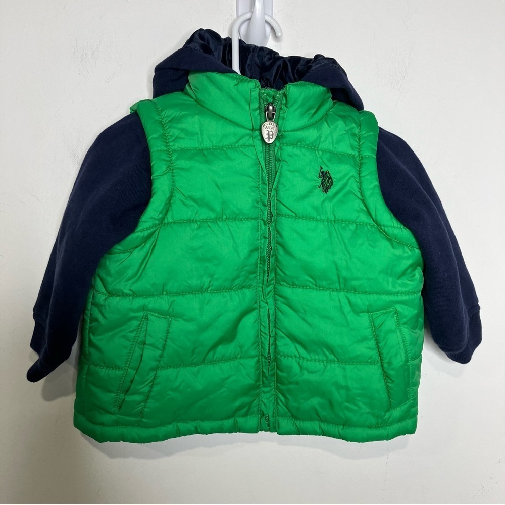 U.S. polo Assn sweatshirt vest combo green and navy blue size 18 mo